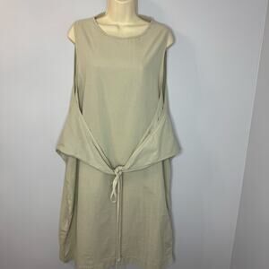 Uzi NYC Oxford Dress Lagenlook Relax Cotton Casual Wardrobe Green Multi Wear O/S